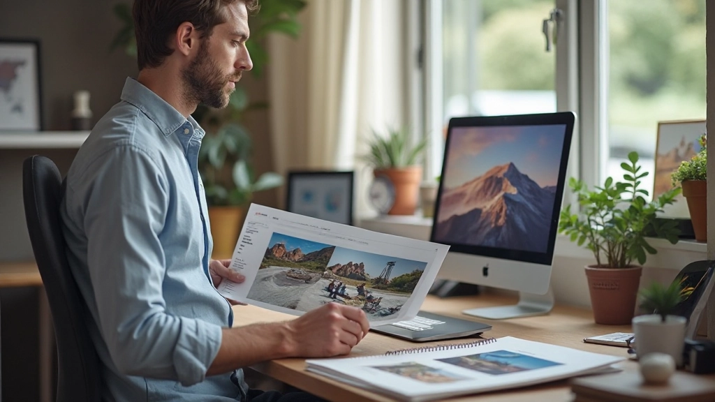 Foto's van verschillende bestemmingen georganiseerd in moodboard voor travel website design